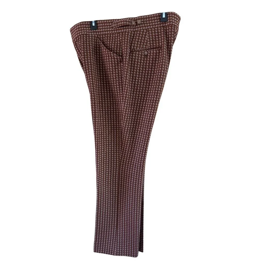 Swagger 60s Mens Houndstooth Skinny Ankle Pants Size 34/31 Brown Hipster